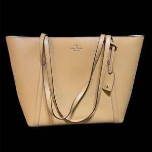 Kate Spade Cara Tan Pebbled Leathet Large Tote Bag Purse